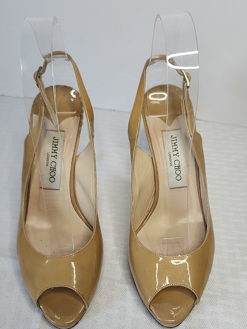 Jimmy Choo Patent Leather Peep Toe Heels